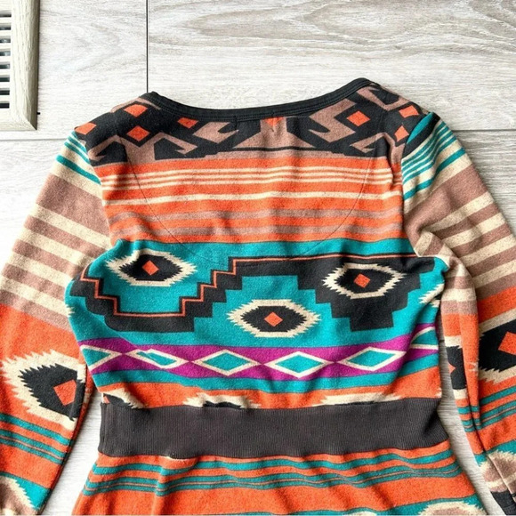 Yumi Boho Multiple Colour  Aztec Tribal Pattern Sweater Dress - Picture 14 of 14